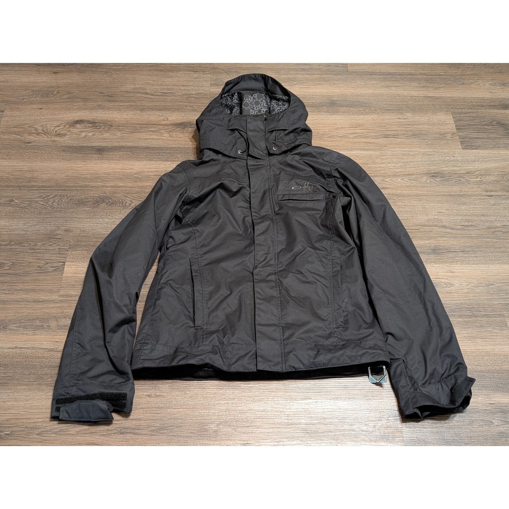 Oakley Womens Regular Fit‎ Snowboard Ski Jacket Black Hooded Size S Small
